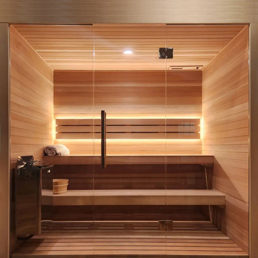Custom Indoor Sauna Room - 6' x 10' x 8' - Finnish Sauna Builders