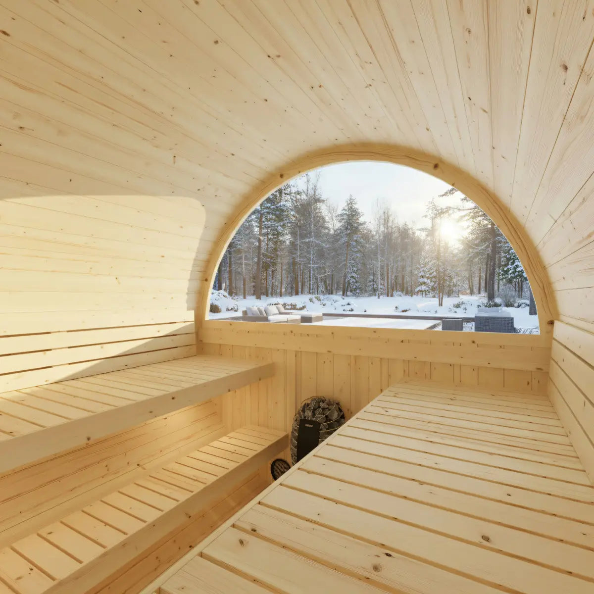 Turku Finnish Barrel Sauna with Terrace and WiFi Heater - Finnish Sauna Builders