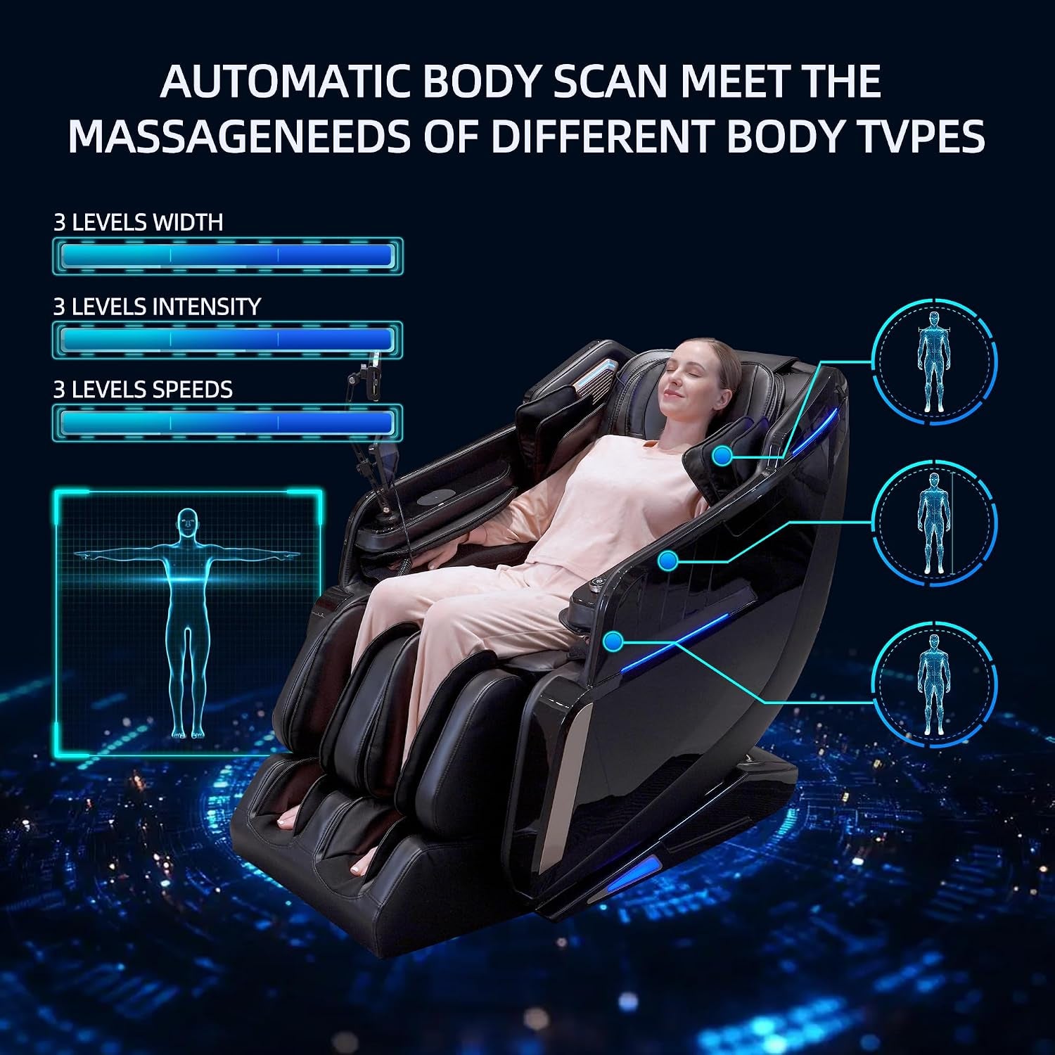 4D Massage Chairs Full Body Sl-Track Zero Gravity Massage Chair Recliner Shiatsu with Heat, AI Voice Control, Foot Roller & 3-Zone Heating - Home Electric Massager for Mom/Wife/Dad/Home Office