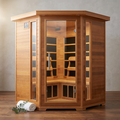 4-Person Cedar Corner Infrared Sauna with 10 Carbon Heaters