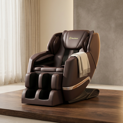 Full Body Zero Gravity Shiatsu Recliner Electric Massage Chair, Brown — Studio Shot