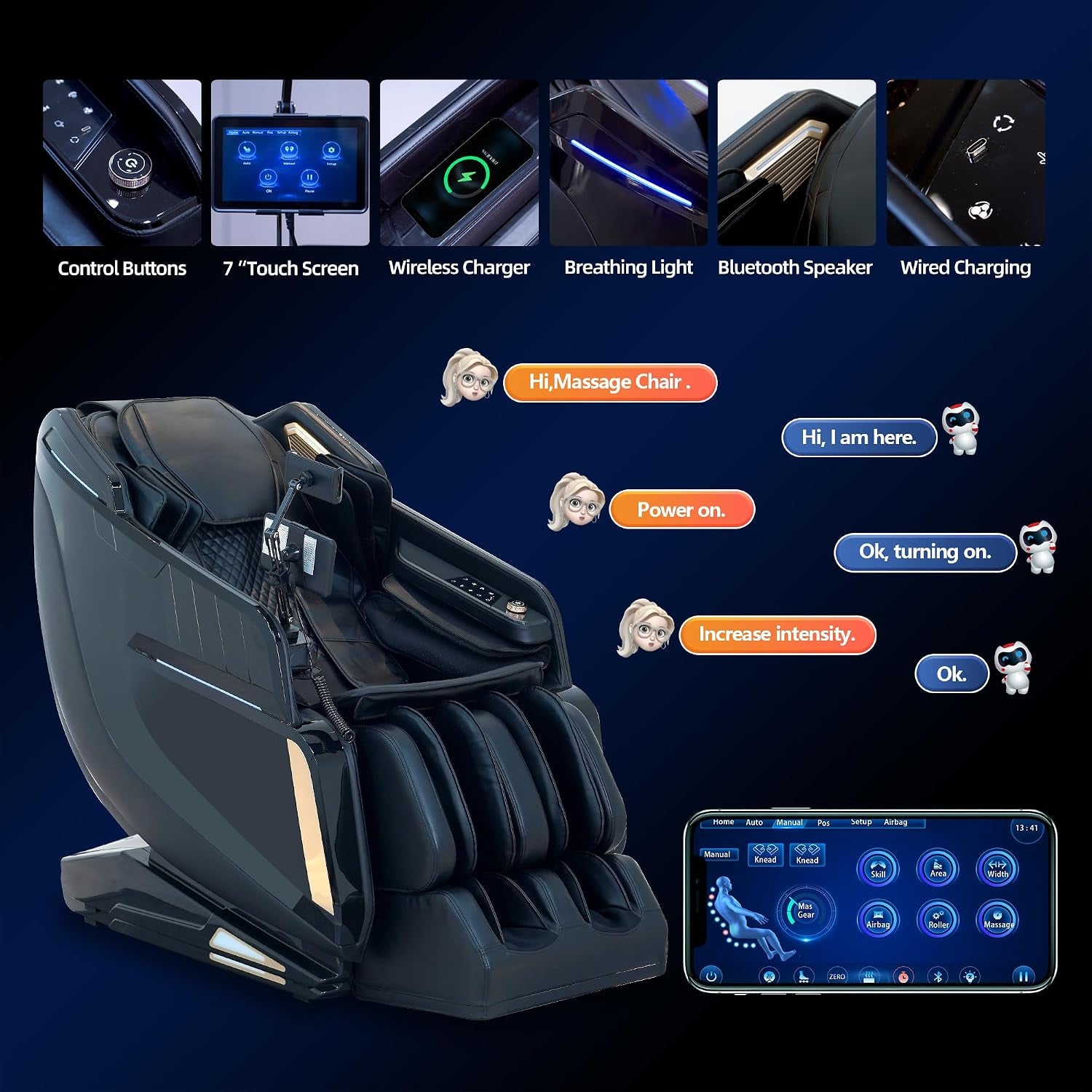 4D Massage Chairs Full Body Sl-Track Zero Gravity Massage Chair Recliner Shiatsu with Heat, AI Voice Control, Foot Roller & 3-Zone Heating - Home Electric Massager for Mom/Wife/Dad/Home Office