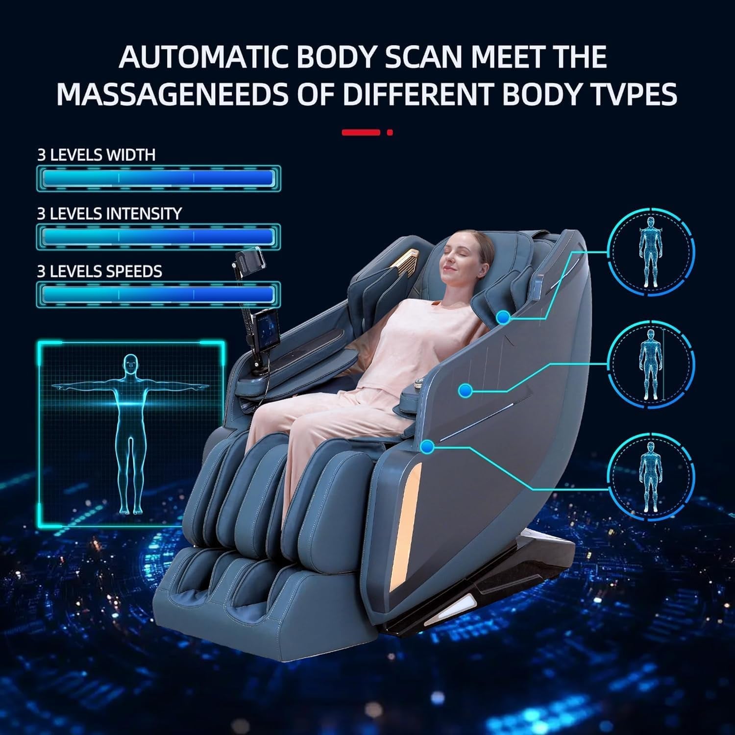4D Massage Chair Full Body Zero Gravity Massage Chair Recliner Shiatsu with Heat, AI Voice Control, Foot Roller & 3-Zone Heating - Home Electric Massager for Mom/Wife/Dad/Home Office