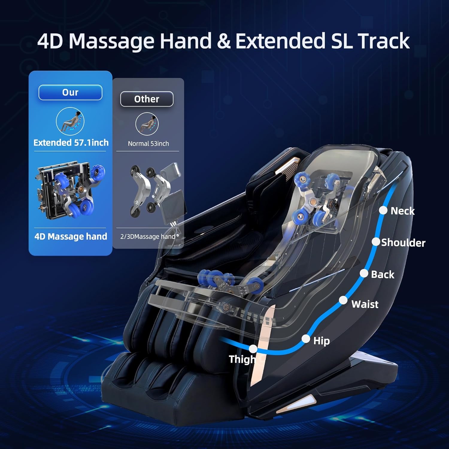 4D Massage Chairs Full Body Sl-Track Zero Gravity Massage Chair Recliner Shiatsu with Heat, AI Voice Control, Foot Roller & 3-Zone Heating - Home Electric Massager for Mom/Wife/Dad/Home Office
