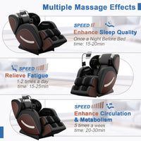 Full Body Massage Chair Recliner with Zero Gravity,  Leather Massage Chair with Air Pressure, 8 Massage Fix Rollers, Heating, Airbag, Bluetooth, Retractable Footrest for Relaxion, Brown+Black