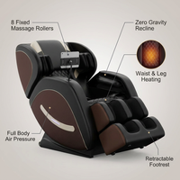 Full Body Massage Chair Recliner with Zero Gravity,  Leather Massage Chair with Air Pressure, 8 Massage Fix Rollers, Heating, Airbag, Bluetooth, Retractable Footrest for Relaxion, Brown+Black — Lifestyle