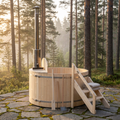 Wood Fired 4-Person to 5-Person 0-Jet Hot Tub and Ice Bath with Internal Stove Pine