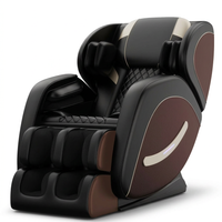 Full Body Massage Chair Recliner with Zero Gravity,  Leather Massage Chair with Air Pressure, 8 Massage Fix Rollers, Heating, Airbag, Bluetooth, Retractable Footrest for Relaxion, Brown+Black — Studio Shot