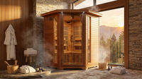 4-Person Cedar Corner Infrared Sauna with 10 Carbon Heaters — Lifestyle